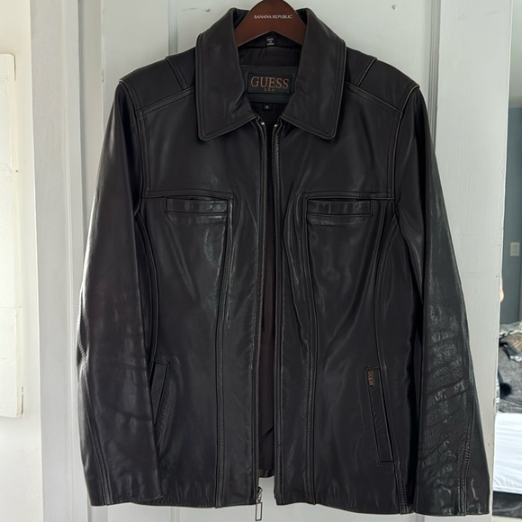 GUESS Vintage 1990’s Genuine Leather Jacket Size M - Picture 3 of 10